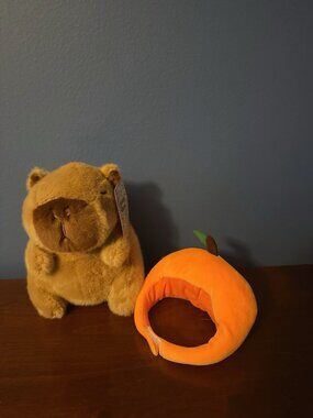 NWT 6” Capybara Plush With Wearable Carrot Neck Pillow US Seller
